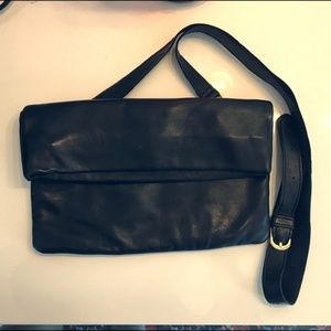 Sseko Designs black foldover crossbody clutch
